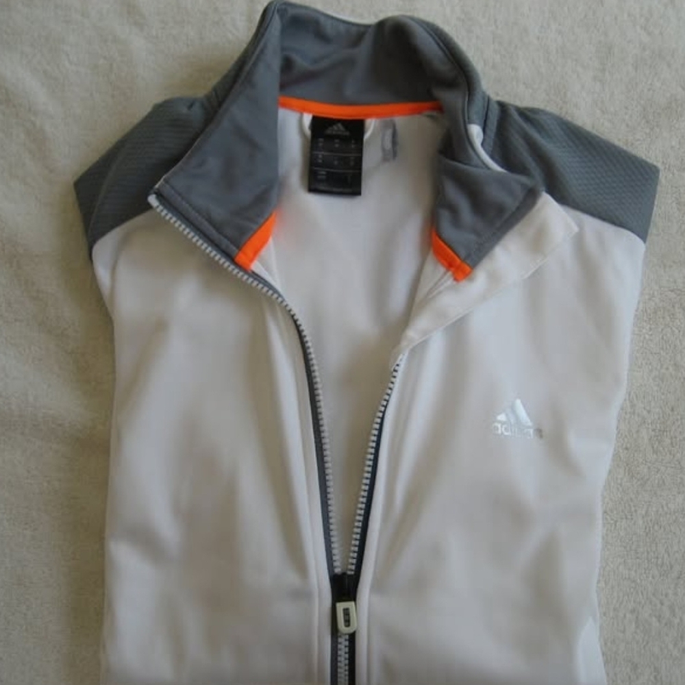 Adidas Men's White and Gray Activeware Jacket